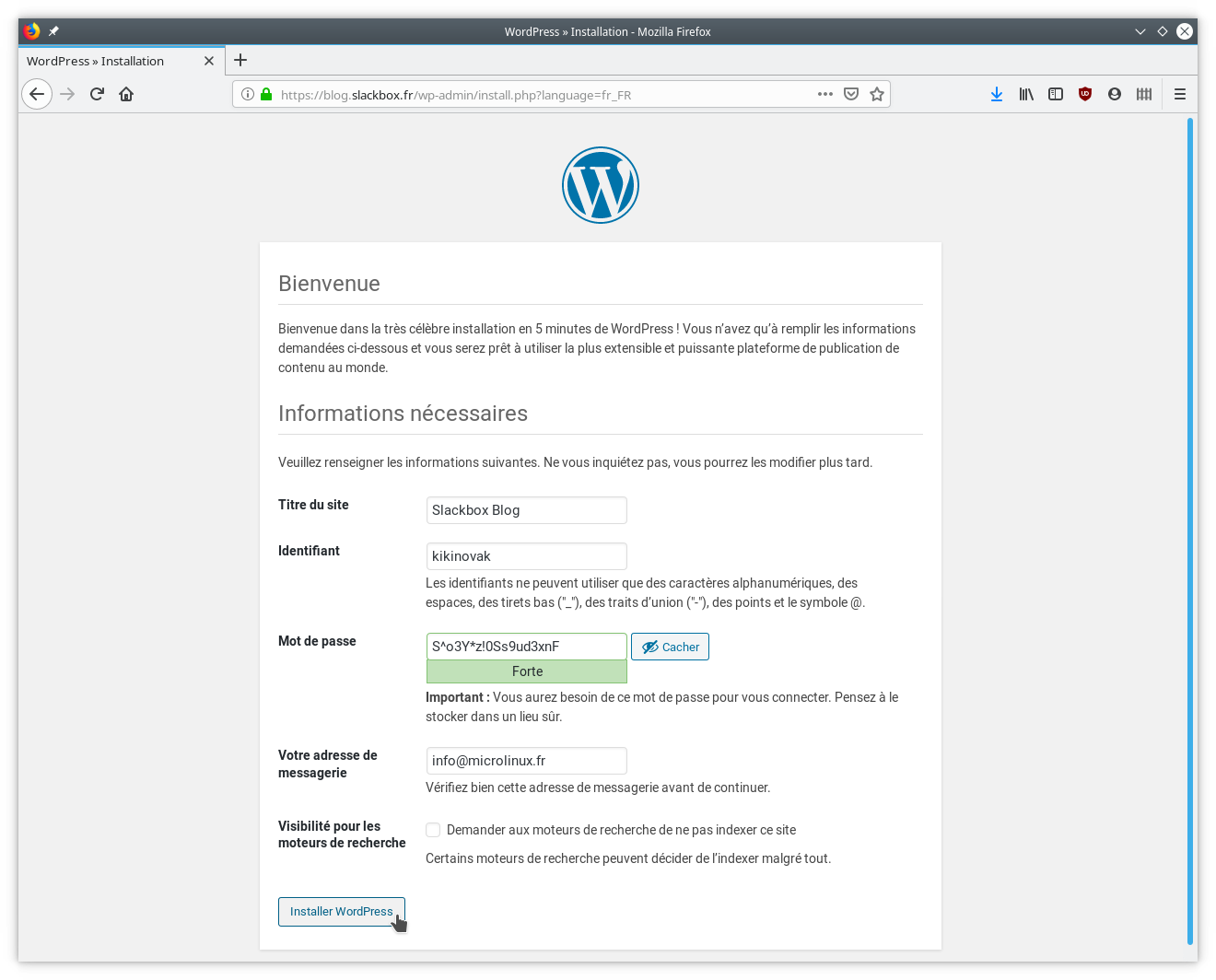 Installation WordPress