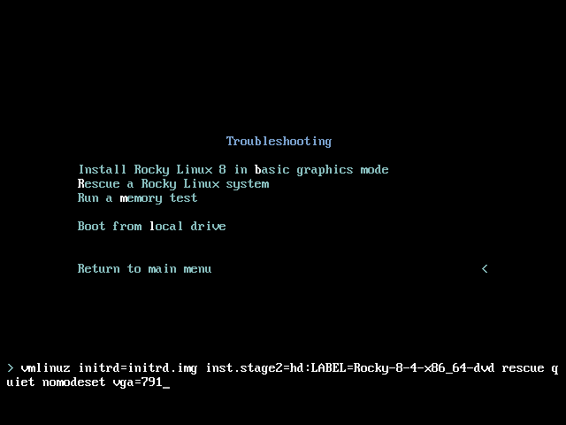 Rocky Linux 8 - Console de secours